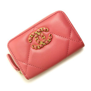 Chanel Nineteen Cocomark Matelasse Coin Case Wallet Lambskin Pink